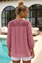 Italian Dusty Rose Lace Collar 3/4 Sleeve Lined Casual Silk Woven Blouse 67 57 - 7