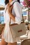 Tan Light Mink Women's Straw Shoulder Bag with Adjustable Strap and Zipper, Summer Casual Stylish Crossbody Bag Model - 2
