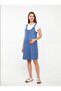 Maternity Blue Denim Slopet Dress with Straps and Pockets Gilet Dress - 2