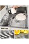 Roll Up Dish Drying Rack Over Sink Drying Rack Sink Cover Kitchen Sink Accessories Gadget Multipurpose Organizer Foldable Stainless Steel Drainer Grey(21" x 15.5") - 3