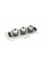 Luhpar Brushed Silver Stainless Steel Serving Tray with 3 Lidded Bowls & Black Wooden Handles | 55×20×10 cm - 4