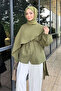 Muslin Shawl Lace-Up Blouse - Khaki - 2
