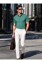 Men's Premium Green Polo Collar Regular Casual T-Shirt - 3