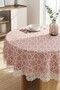 Round Tablecloth Powder Pink Laced Erasable Stain Resistant Kitchen Living Room Table Cover - 3