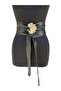 Blythe Leaf Buckle Black Leather Obi Belt