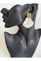 Gold Color White Flower Earrings (6 cm) - 4