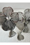 Silver Color Zircon Stone Flower Wire Earrings (8.5 cm)