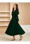 Dark Green Square Neck A-Line Midi Dress - 3