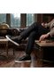 Black Flat Leather Large Size Sneaker - 2