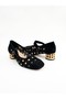 Women's Genuine Leather Heeled Shoes Black - 3