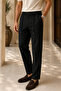 Men's Black Linen Look Relaxed Fit Summer Trousers - 2