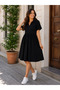 Modern Elegance Women's V-Neck Short Sleeve Shirred Relaxed Fit Casual Dress