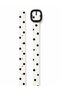 Special Design Black and White Polka Dot Faux Leather Women's Belt with Matte Black Buckle 3 cm