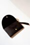 Women's Black Wrinkled Shiny Leather Look Elegant Envelope Model, Medium Size Portfolio Clutch Bag with Wrist Strap (30Cmx19Cm) - 7