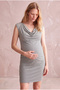 Maternity Blue White Striped Viscose Blended Degaje Collar Sleeveless Dress Sawyer - 5