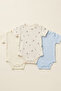 Unisex Baby 3-Piece Bodysuit Set - Short Sleeve Organic Cotton Snap-On Bodysuit - 2