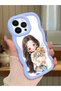 iPhone 13 Pro Compatible Case Camera Protector Blue Silicone Couple Phone Case Girl Pattern