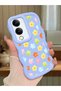 Vivo Y04 Compatible Case Camera Protector Blue Silicone Couple Phone Case Floral Pattern