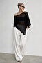 Summer Stylish Women's Asymmetrical Transparent Flowy Knitwear Cape Poncho - Black - 4