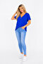 New Season V-Neck Zipper Detailed Cotton Plus Size Blouse - 7