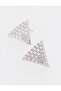 Silver Color Triangle Shaped Shiny Stone Earrings - 2