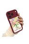 iPhone 17 Pro Max Compatible Case Camera Protector Burgundy Silicone Couple Phone Case Floral Pattern - 2