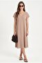 Women's Luisa Beige Midi Length Bell Cut Viscose Dress