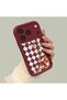 iPhone 17/18 Pro Max Compatible Case Camera Protector Burgundy Silicone Couple Phone Case Floral Pattern - 3