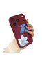iPhone 17 Pro Max Compatible Case Camera Protector Burgundy Silicone Couple Phone Case Floral Pattern - 2