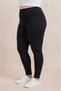 Women's Black Plus Size High Waist Cotton Lycra Gathering Long Leggings - No Show Stretchy Casual Leggings - 4