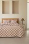 Checkered Tile Colored Double Bedspread Set 100% Cotton 220*240