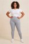 Women's 3-Piece Gray Plus Size High Waist Cotton Lycra Gathering Long Leggings - Non-See-Through Stretchy Casual Leggings - 2