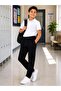Children's High-Quality Black School Trousers with Elastic Waist and Ties (Ages 6-16)