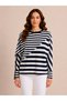 Striped Women's Knitwear Sweater - Long Sleeve Relaxed Fit