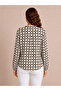 Women's Chain Patterned V-Neck Long Sleeve Blouse - 2