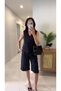 Frella Black Belted Vest Suit - 2