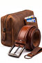 100% Genuine Crazy Cowhide Leather Set of 4 - Handbag, Belt, Card Holder, Keychain - Combination - 4