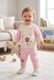 Flower Appliqued Embroidered Raglan Sleeves 100% Cotton Baby Girl Seasonal Bottom and Top 2-Piece Set