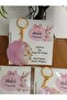 Rabbit Themed Card Round Keychain 10 Pieces Babyshower Birthday Baby Gifts - 3