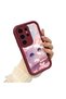 Samsung Galaxy S24 Ultra Compatible Case Camera Protector Burgundy Silicone Couple Phone Case Cat Pattern - 3