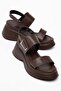 Women's Wedge Heeled Sandals Brown Thick Straps with Buckle and Velcro