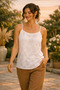 Embroidered Muslin Blouse with Rope Straps - 3