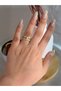 Geometric Zircon Stone Adjustable Gold Color Women's Steel Ring - 2