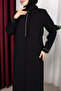 Ruffle and Stone Detailed Cemre Ferace (Black) - 2