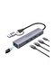5-in-1 Multi-Port Hub with RJ45, USB-C & Triple USB 3.0 Ports, 100W Power Delivery, Aluminum Alloy Housing, Universal Compatibility, Plug & Play Design - Gray - 2