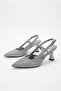 62005 Silvery Soft Comfortable Open Back 6 cm Heel Height Pointed Toe Women's Shoes - 7