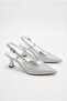 62005 Silvery Soft Comfortable Open Back 6 cm Heel Height Pointed Toe Women's Shoes
