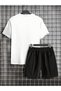 T-Shirt Shorts - T-Shirt with Shorts, Printed Crew Neck Top and Bottom Set - 3