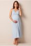 Women's Blue Lace New Season Maternity Nightgown Set with Breastfeeding Features - 2
