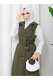 Women's Double-Breasted Buttoned Belted Long Vest Rc3150 - 7